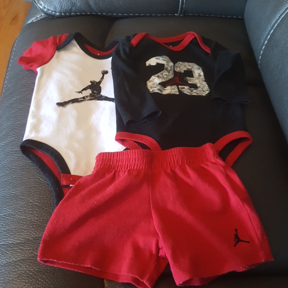 (SOLD)Two baby Jordan shirts with matching shorts